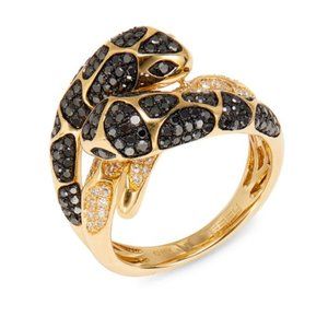Effy 18K Yellow Gold and White/Black Diamond Snake Wrap Ring